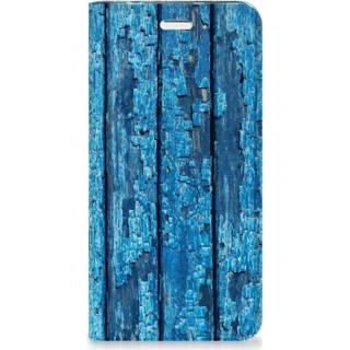 👉 Portemonnee blauw Huawei Y5 2 | Y6 Compact Book Wallet Case Wood Blue 8718894587867