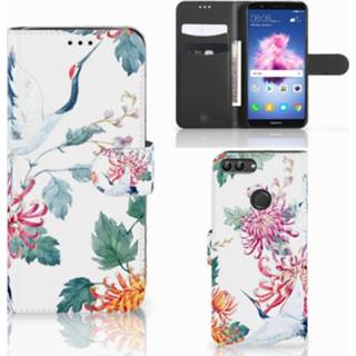 👉 Telefoon hoes Huawei P Smart Telefoonhoesje met Pasjes Bird Flowers 8718894591789