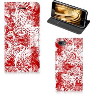 👉 Rood Mobiel BookCase Apple iPhone 7 | 8 Angel Skull 8718894595299