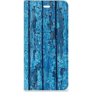 👉 Portemonnee blauw Huawei P10 Plus Book Wallet Case Wood Blue 8718894601990
