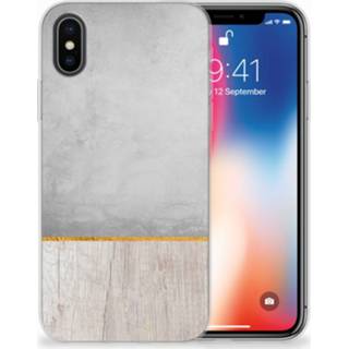 👉 Bumper hoesje x XS Apple iPhone | Wood Concrete 8718894931660