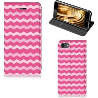 👉 Roze Apple iPhone 7 | 8 Hoesje met Magneet Waves Pink 8718894940754