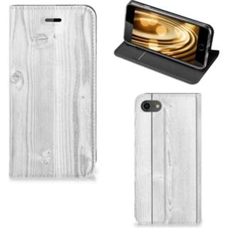 👉 Portemonnee wit Apple iPhone 7 | 8 Book Wallet Case White Wood 8718894942284