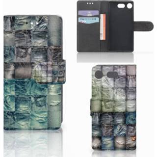 👉 Portemonnee Wallet Case met Pasjes Sony Xperia XZ1 Compact Spijkerbroeken 8718894961360