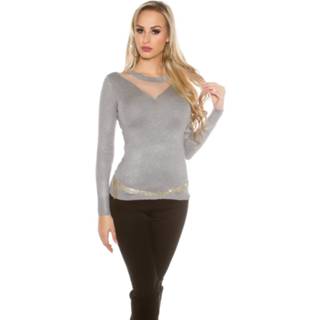 👉 Sweater grijs polyamide vrouwen Sexy KouCla with mesh insert Grey