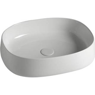 👉 Waskom wit keramiek ovaal zonder waste jumper Opbouw Sapho 50x40x13 8590913867866