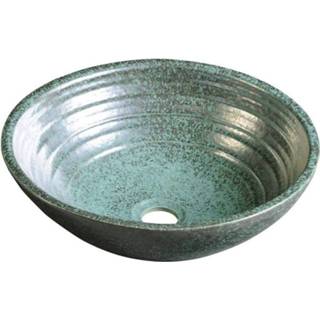 👉 Waskom groen keramiek rond zonder waste attila Sapho 42.5x14 cm Koper 8590913821851