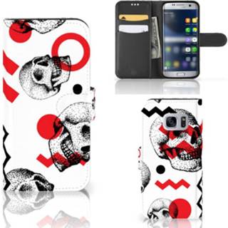 👉 Telefoon hoes rood Telefoonhoesje met Naam Samsung Galaxy S7 Skull Red 8718894657218