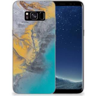 👉 Siliconen hoesje goud blauw Samsung Galaxy S8 TPU Marble Blue Gold 8718894701942