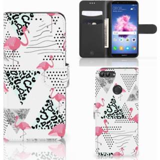 👉 Telefoon hoes Huawei P Smart Telefoonhoesje met Pasjes Flamingo Triangle 8718894717141