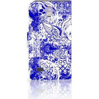 👉 Telefoon hoes blauw Telefoonhoesje met Naam Motorola Moto G5 Plus Angel Skull 8718894380307