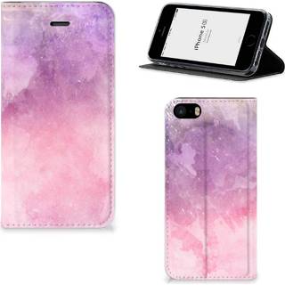 👉 Purper roze Bookcase iPhone SE|5S|5 Pink Purple Paint 8718894739303