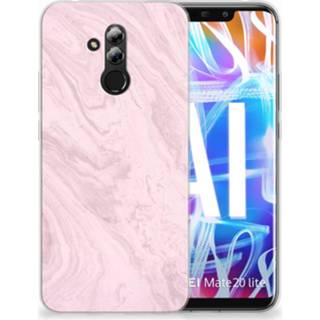 👉 Siliconen hoesje roze Huawei Mate 20 Lite TPU Marble Pink 8718894759080