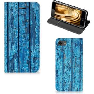 👉 Portemonnee blauw Apple iPhone 7 | 8 Book Wallet Case Wood Blue 8718894776049