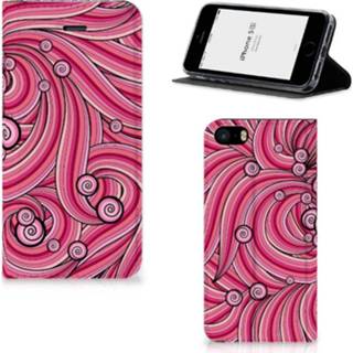 👉 Roze IPhone SE|5S|5 Bookcase Swirl Pink 8718894796283