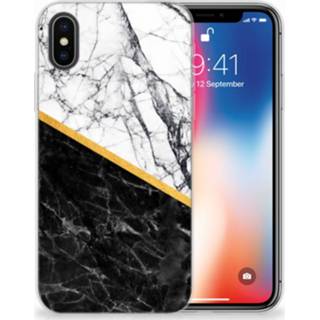 👉 Siliconen hoesje marmer XS x zwart wit Apple iPhone | TPU 8718894817704