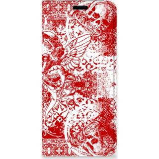 👉 Rood Mobiel BookCase Samsung Galaxy S8 Angel Skull 8718894857847