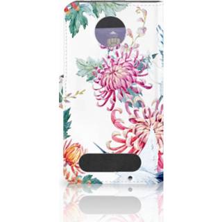 👉 Telefoon hoes Motorola Moto Z2 Force Telefoonhoesje met Pasjes Bird Flowers 8718894858516