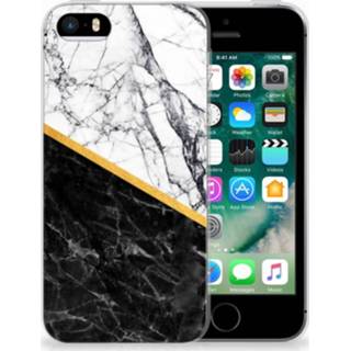 👉 Siliconen hoesje marmer wit zwart Apple iPhone SE | 5S TPU 8718894870327