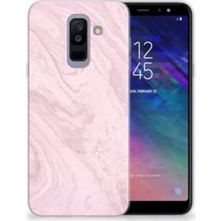 👉 Siliconen hoesje roze Samsung Galaxy A6 Plus (2018) TPU Marble Pink 8718894873359