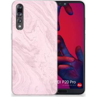 👉 Siliconen hoesje roze Huawei P20 Pro TPU Marble Pink 8718894891421