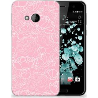 Wit HTC U Play TPU Case White Flowers 8718894897249