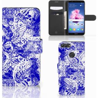 👉 Telefoon hoes blauw Telefoonhoesje met Naam Huawei P Smart Angel Skull 8718894905937