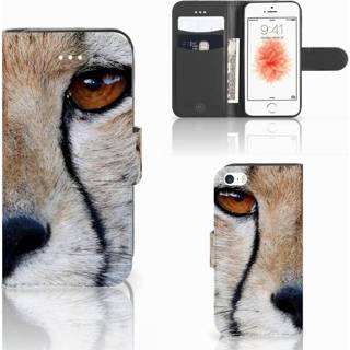 👉 Telefoon hoes Apple iPhone 5 | 5s SE Telefoonhoesje met Pasjes Cheetah 8718894194430