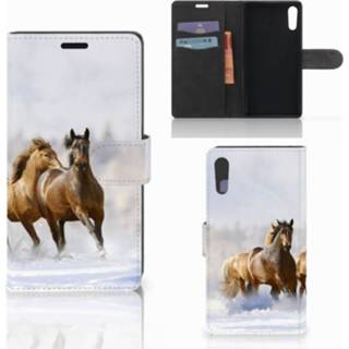 Telefoon hoes Sony Xperia XZ | XZs Telefoonhoesje met Pasjes Paarden 8718894297742