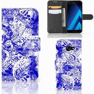 👉 Telefoon hoes blauw Telefoonhoesje met Naam Samsung Galaxy A5 2017 Angel Skull 8718894307465