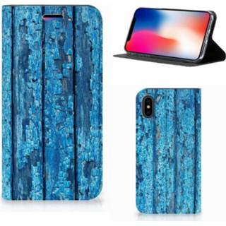 👉 Portemonnee x XS blauw Apple iPhone | Book Wallet Case Wood Blue 8718894339732