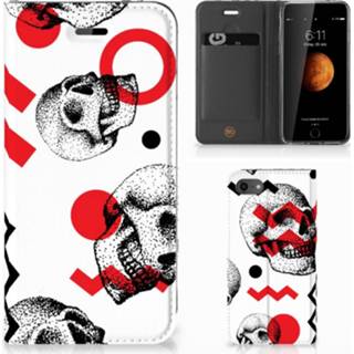 👉 Rood Mobiel BookCase Apple iPhone 7 | 8 Skull Red 8718894420683