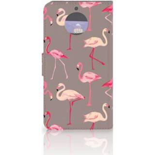 👉 Motorola Moto G5S Plus Telefoonhoesje met Pasjes Flamingo