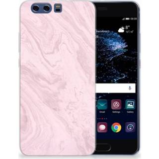 👉 Siliconen hoesje roze Huawei P10 Plus TPU Marble Pink 8718894461419