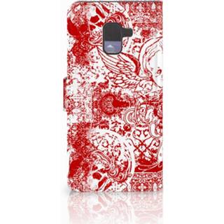 👉 Telefoon hoes rood Telefoonhoesje met Naam Samsung Galaxy A8 Plus (2018) Angel Skull 8718894465097