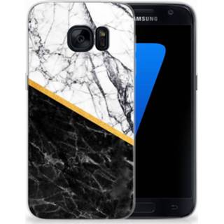 👉 Siliconen hoesje marmer wit zwart Samsung Galaxy S7 TPU 8718894480731