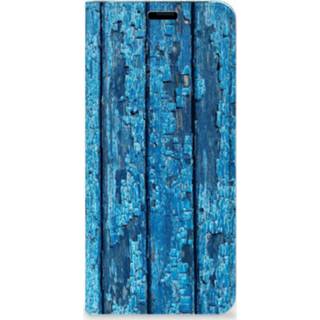 👉 Portemonnee blauw Samsung Galaxy S8 Book Wallet Case Wood Blue 8718894555569