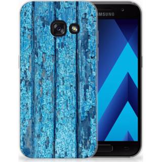 👉 Bumper hoesje blauw Samsung Galaxy A3 2017 Wood Blue 8718894977996