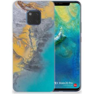 Huawei Mate 20 Pro TPU Siliconen Hoesje Marble Blue Gold