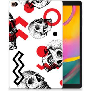 Tablethoes rood Samsung Galaxy Tab A 10.1 (2019) Tablethoesje Design Skull Red 8720091040823