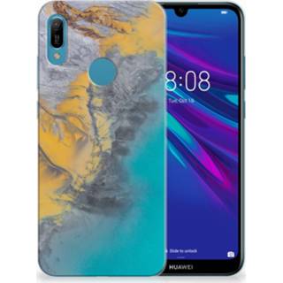 👉 Huawei Y6 2019 | Y6 Pro 2019 TPU Siliconen Hoesje Marble Blue Gold