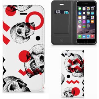 👉 Mobiel BookCase Apple iPhone 6 | 6s Skull Red