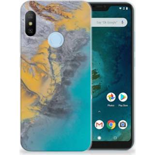 Xiaomi Mi A2 Lite TPU Siliconen Hoesje Marble Blue Gold