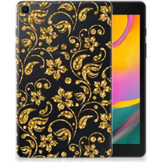 👉 Siliconen hoesje gouden Samsung Galaxy Tab A 8.0 (2019) Bloemen 8720091130593