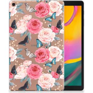 👉 Tablethoes Samsung Galaxy Tab A 10.1 (2019) Uniek Tablethoesje Butterfly Roses 8720091146167