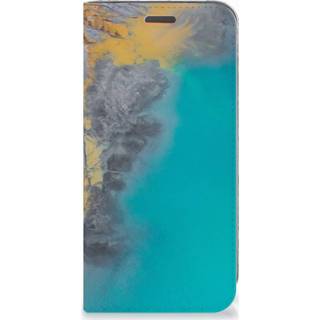 👉 Stand case goud blauw Motorola Moto E5 Play Standcase Marble Blue Gold 8720091207103