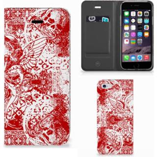 👉 Mobiel BookCase Apple iPhone 6 | 6s Angel Skull Rood