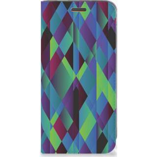 👉 Stand case blauw donkergroen Motorola Moto E5 Play Abstract Green Blue 8720091287150