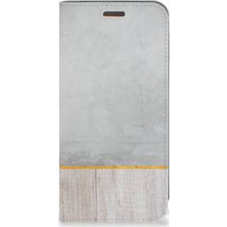 👉 Portemonnee Motorola Moto E5 Play Book Wallet Case Wood Concrete 8720091345058