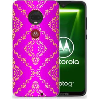 👉 Roze Motorola Moto G7 | Plus Uniek TPU Hoesje Barok 8720091490529